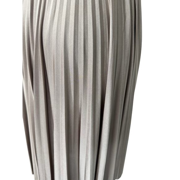 Mai Tai Evening Pleated V-Neck Dress Beige Gold Shimmer Womens Small - Picture 4 of 5